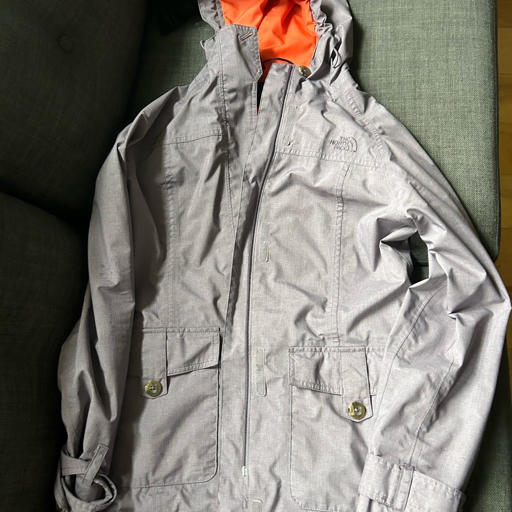Lavender Hooded Rain Jacket with Coral Lining